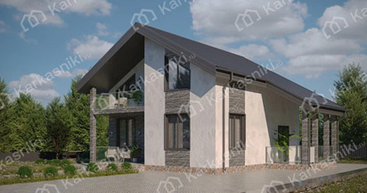 Проект каркасного дом с мансардой К-015