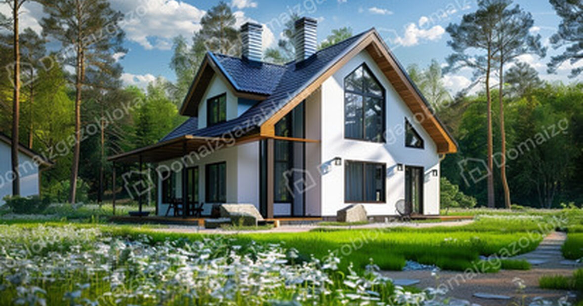 Дом из газобетона с мансардой и патио ГБ-99