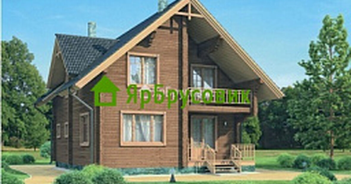 Проект 3D №38. Дом из бруса 9Х9,5 (полуторник)